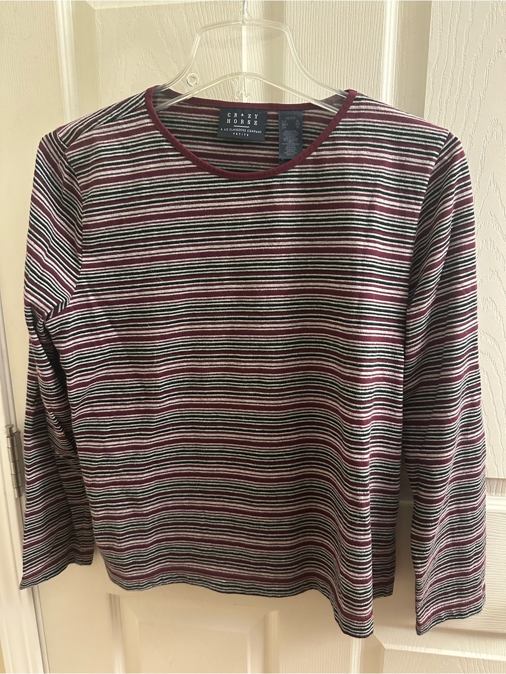 Crazy Horse by Liz Claiborne Striped Long Sleeve Top - XLP